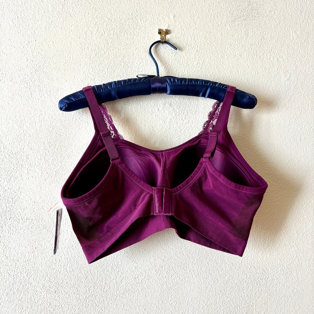 NEW Underoutfit Style 445 Comfort Shaping Bra Purple Lace Trim 2XL Extender NWT - Picture 2 of 8